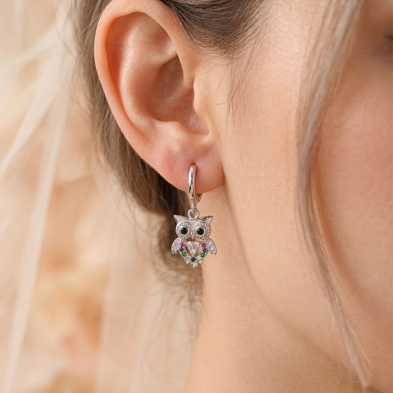 2pcs Vintage Bohemian Style Owl Pendant Earrings